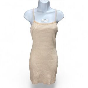 Aerie Tan and White Lace Trim Spaghetti Strap Slip Dress with adjustable straps